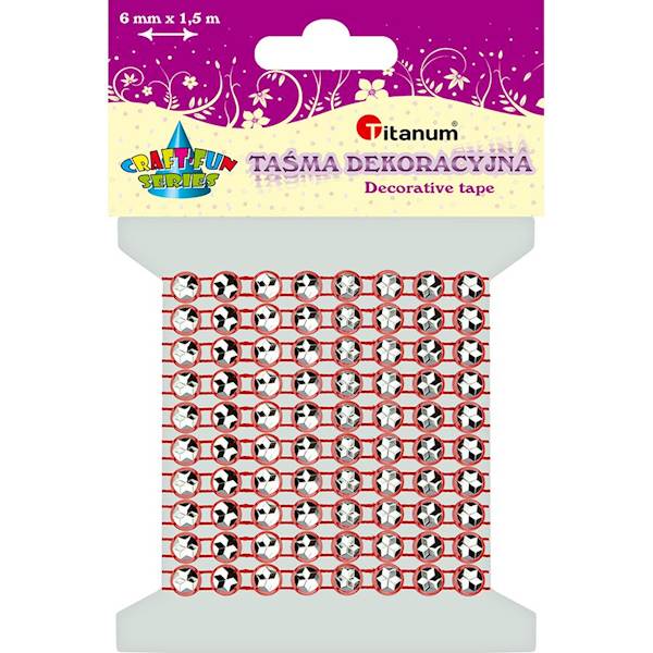 Taśma dekor. Titanum kryształki 4mm x1,5m czerwona