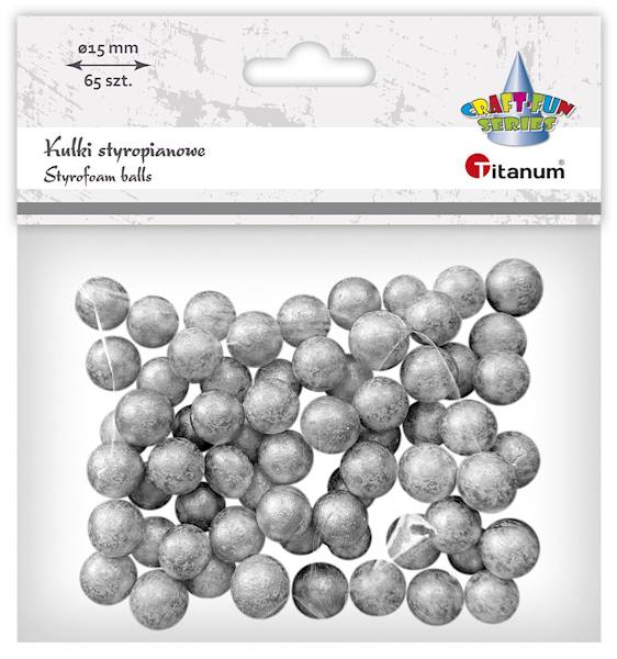 Kulki styropianowe Titanum 15mm 65 szt. srebrne