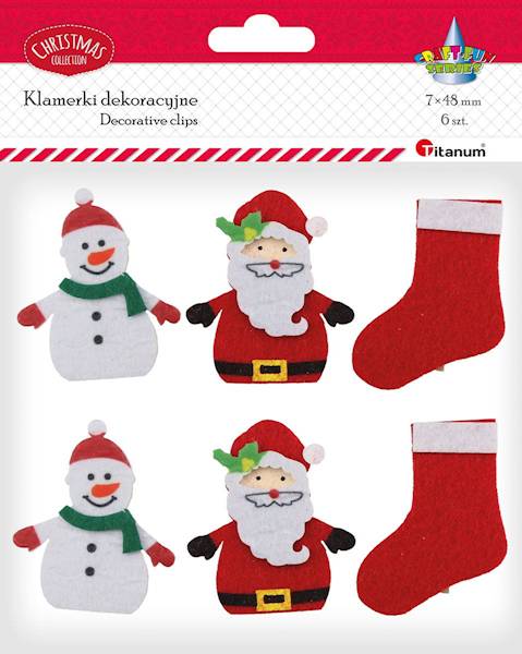 Klamerki dekoracyjne Titanum 6 szt. święta 