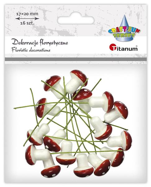 Dekoracje florystyczne Titanum 16 szt. muchomory 