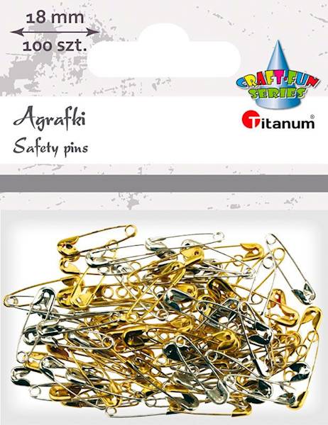 Agrafki Titanum 100 szt. 18mm złote, srebrne
