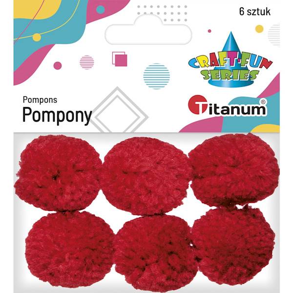 Pompony włóczkowe Titanum 6 szt. czerwone
