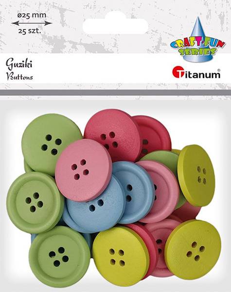 Guziki Titanum 25 mm 25 szt. kolorowe