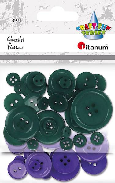 Guziki Titanum 30g zielone, fioletowe