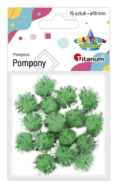 Pompony brokatowe Titanum 15 szt. zielone