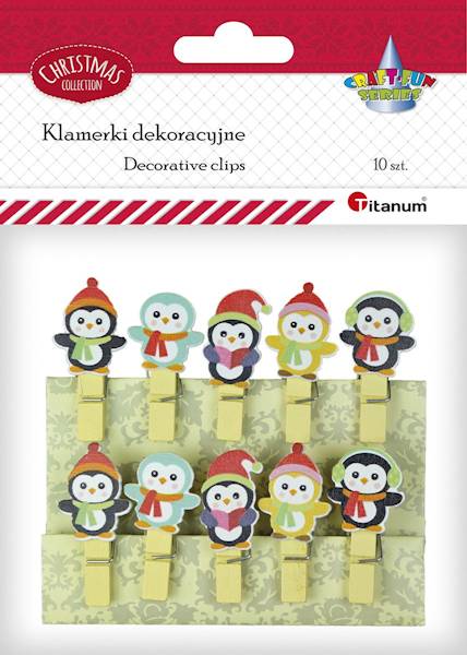 Klamerki dekoracyjna Titanum 10 szt. pingwiny