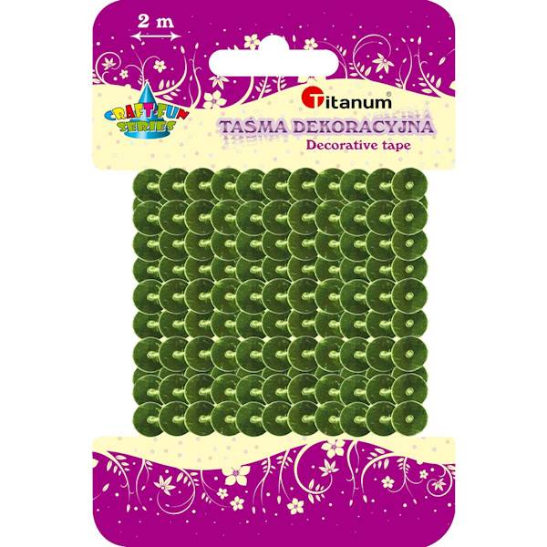 Taśma dekoracyjna Titanum 2m z cekinami zielona