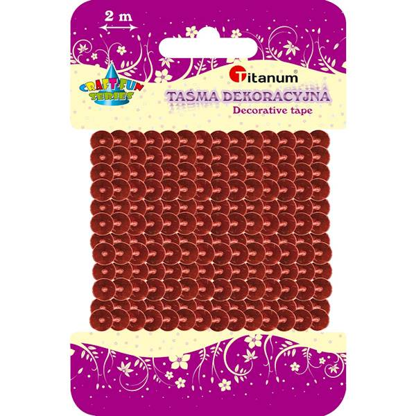 Taśma dekoracyjna Titanum 2m z cekinami czerwona