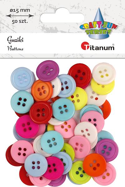 Guziki Titanum 50 szt. 15mm kolorowe