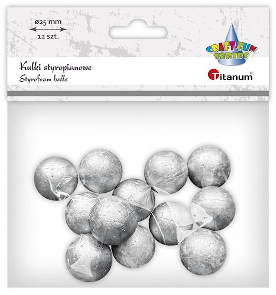 Kulki styropianowe Titanum 25mm 12 szt. srebrne