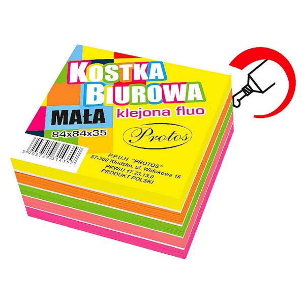 Kostka papierowa Protos kolorowa Fluo klejona