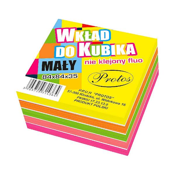 Kostka papierowa Protos kolorowa fluo nieklejona 