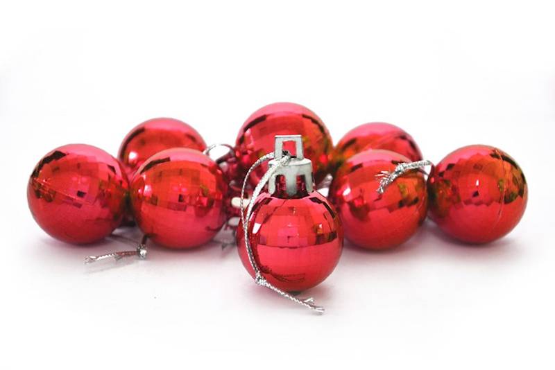 Bombki 3cm 9 szt. czerwone disco
