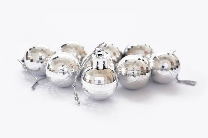 Bombki 3cm 9 szt. srebrne disco