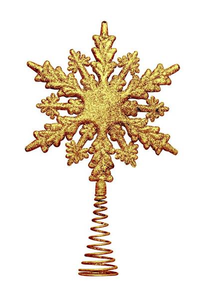 Czubek na choinkę - śnieżynka złota 22cm