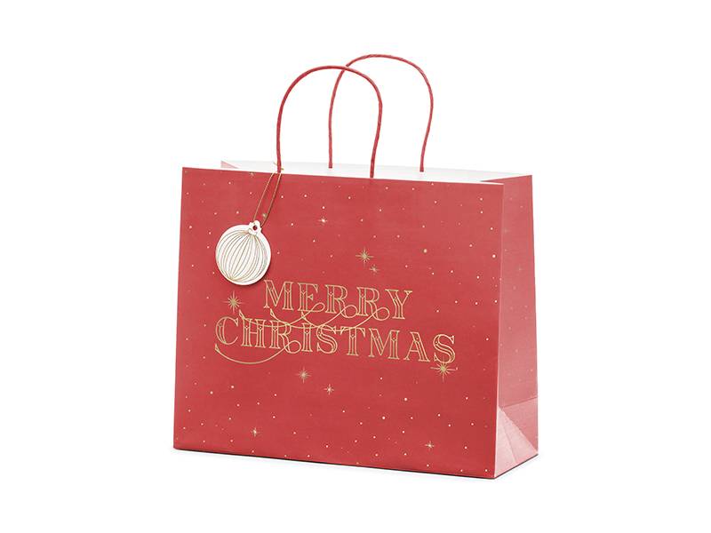 Torebka na prezenty Merry Christmas, bordowa