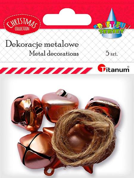 Dzwoneczki metalowe Titanum różowe złoto 5 szt. 