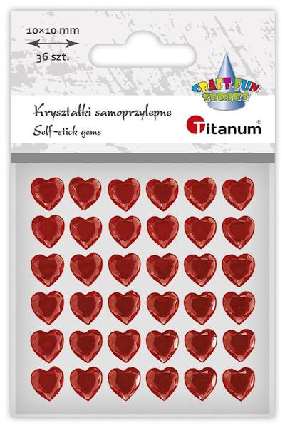Kryształki samoprzylepne Titanum 36 szt. serca