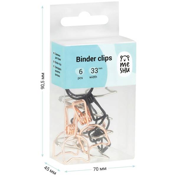 Klipy do papieru MESHU 33 mm Cute Cats 6 szt.