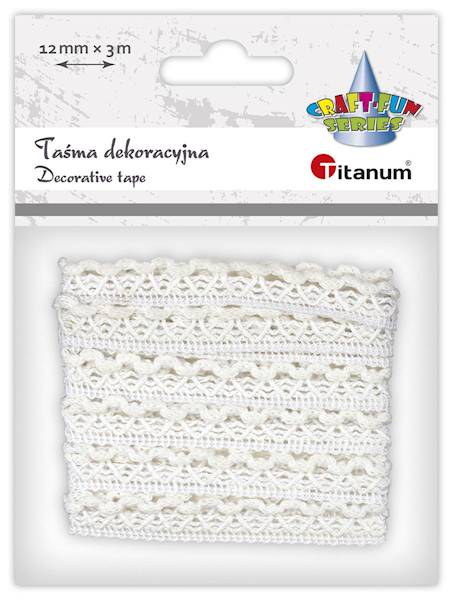 Taśma dekoracyjna Titanum koronka 12mmx3m biała