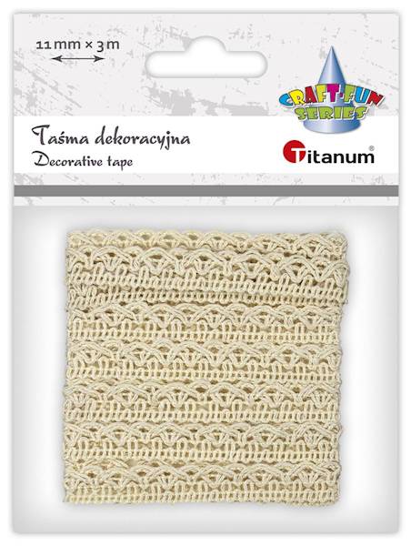 Taśma dekoracyjna Titanum koronkowa kremowa 11x3m