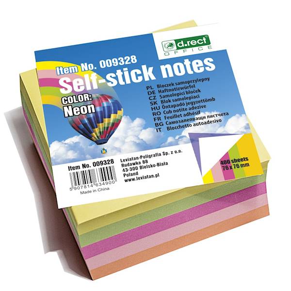 Bloczek D.RECT samoprzylepny 76x76mm NEON 400k