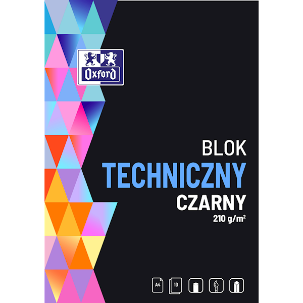 Blok techniczny OXFORD A4 czarny 210g 10k