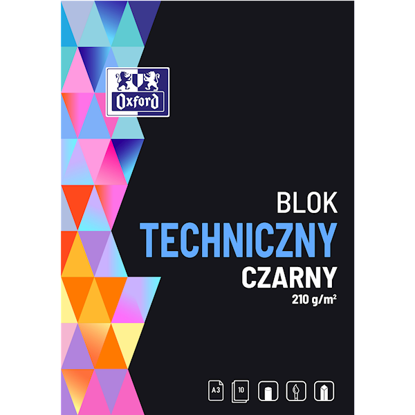 Blok techniczny OXFORD A3 czarny 210g 10k