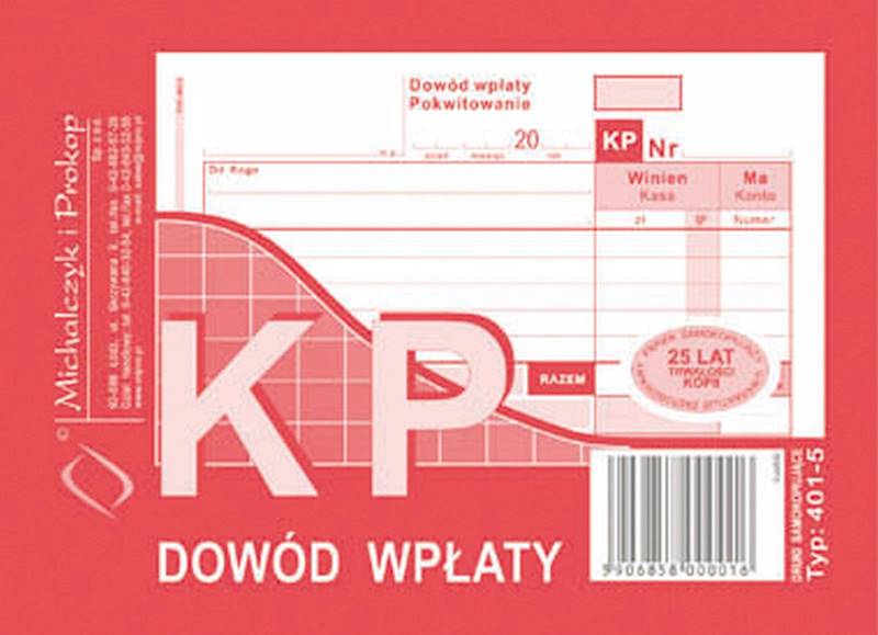 KP Kasa przyjmie, Dowód wpłaty A6/80k