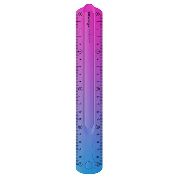 Linijka Berlingo 20cm, plastikowa, róż.-nieb.