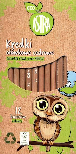 Kredki ołówkowe cedrowe Astra 12 kolorów