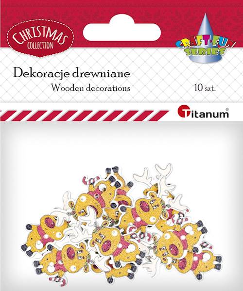 Dekoracje drewniane Titanum 10 szt. renifery