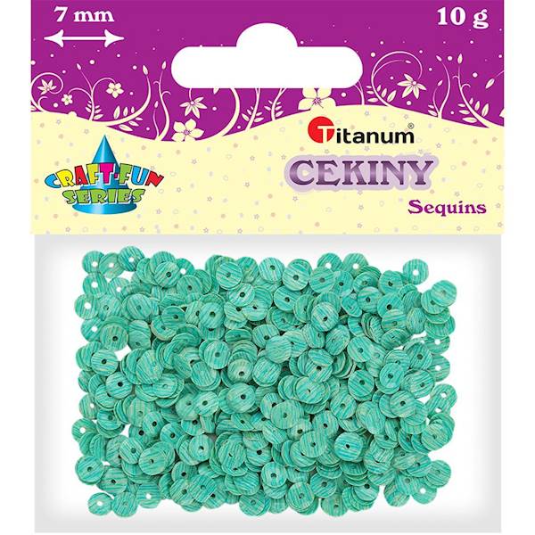 Cekiny Titanum okrągłe 7mm 10g turkusowo-białe