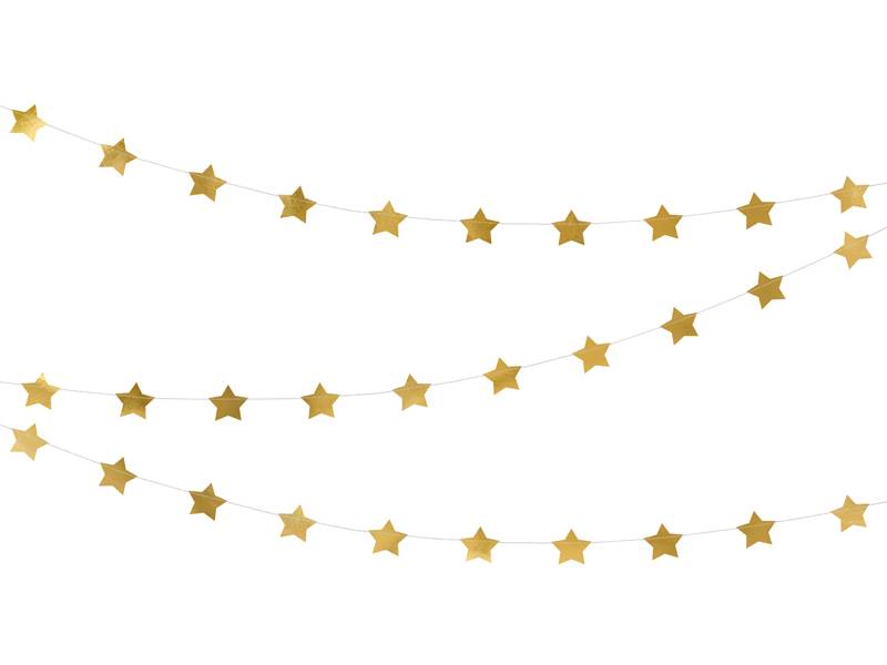 Girlanda Gwiazdki, złote, 3,6m