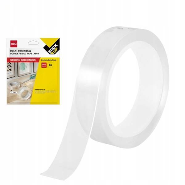 Taśma klejąca dwustronna Deli 24mm x 3m transparen