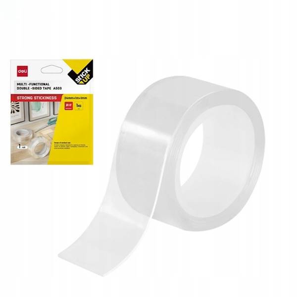 Taśma klejąca dwustronna Deli 24mm x 1m transparen