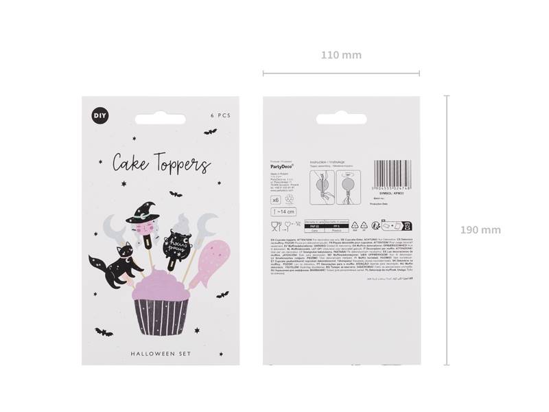 Dekoracje do muffinek Halloween, 14 cm, 6 szt. 