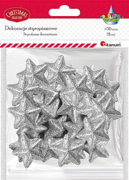 Dekoracje styropianowe Titanum gwiazdki srebrne