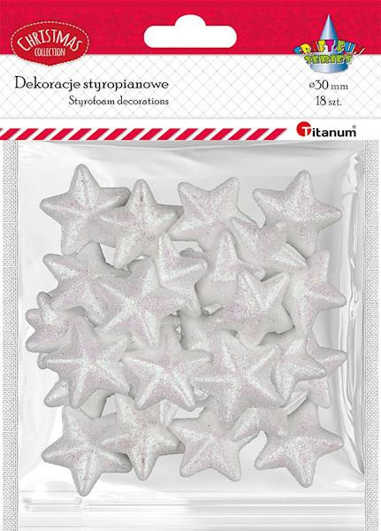 Dekoracje styropianowe Titanum gwiazdki 18 szt.