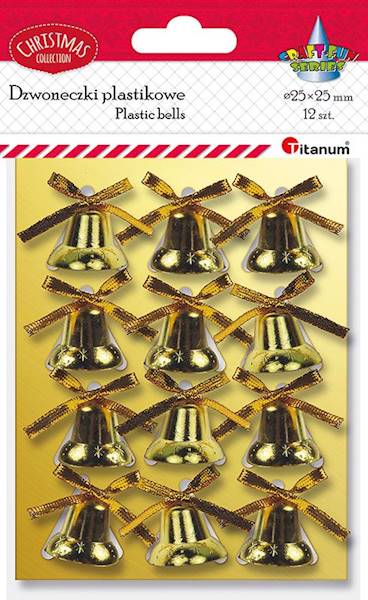 Dzwoneczki plastikowe Titanum 12 szt. złote