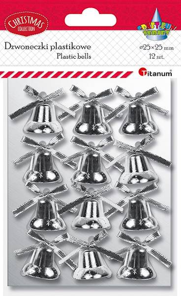 Dzwoneczki plastikowe Titanum 12 szt. srebrne