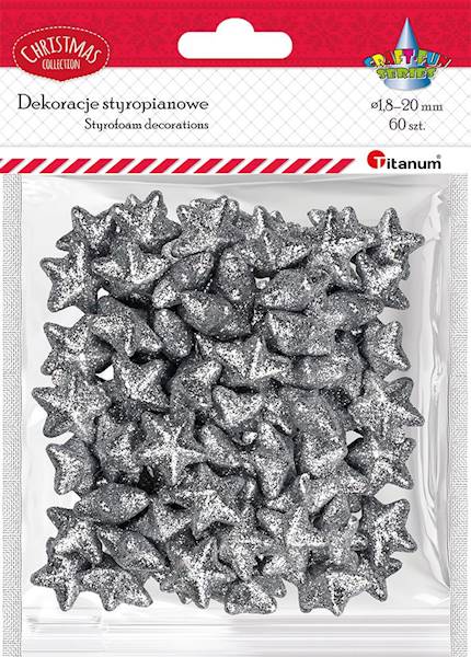 Dekoracje styropianowe Titanum gwiazdki sreb. A'60
