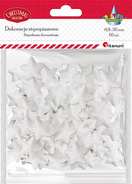 Dekoracje styropianowe Titanum gwiazdki białe A'60