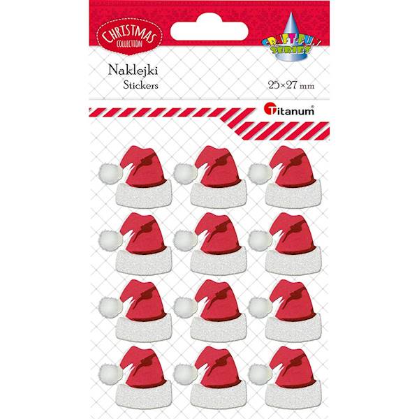 Naklejki Titanum 25x27mm 12 szt. czapki Mikołaja