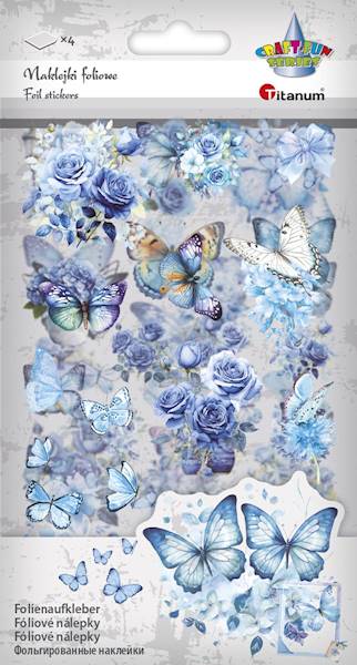 Naklejki foliowe Titanum 4 p. motyle kwiaty nieb.