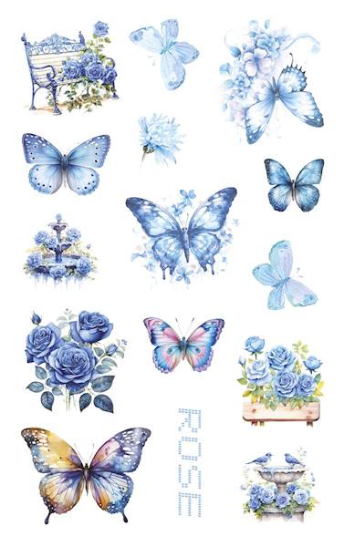 Naklejki foliowe Titanum 4 p. motyle kwiaty nieb.