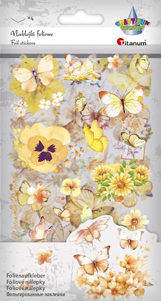 Naklejki foliowe Titanum 4 p. motyle kwiaty żółte