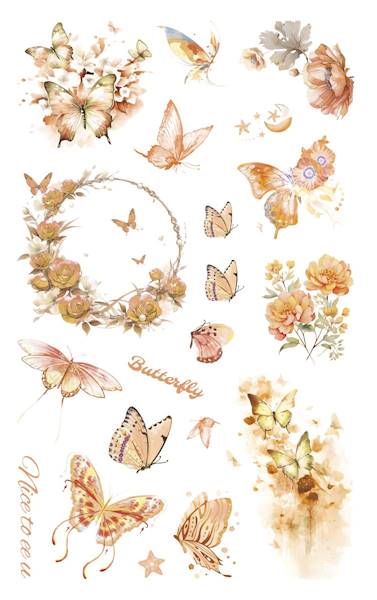 Naklejki foliowe Titanum 4 p. motyle kwiaty żółte