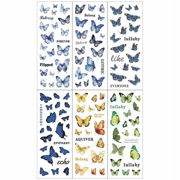 Naklejki foliowe Titanum 6 p. motyle mix kolorów