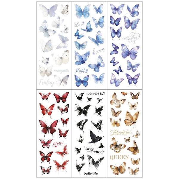 Naklejki foliowe Titanum 6 p. motyle mix kolorów